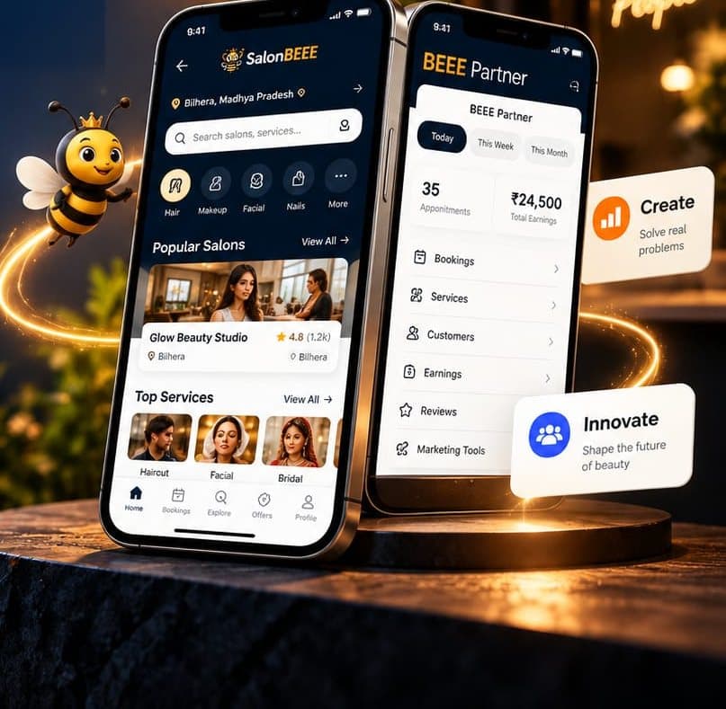 The SalonBEEE Booking app and the BEEE Partner app